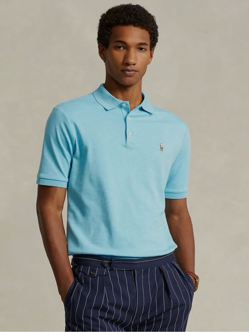 Polo Ralph Lauren Custom Slim Fit Light Blue Polo Men’s Shirt Size Large